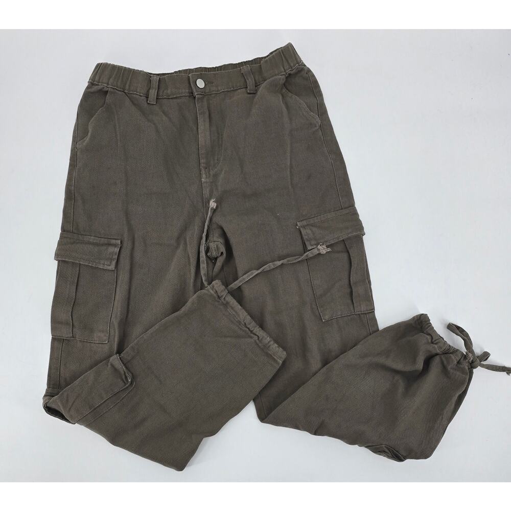 Amazon Grunge Streetwear Double Pocket Cargo Drawstring Ankle‎ Pants Taupe